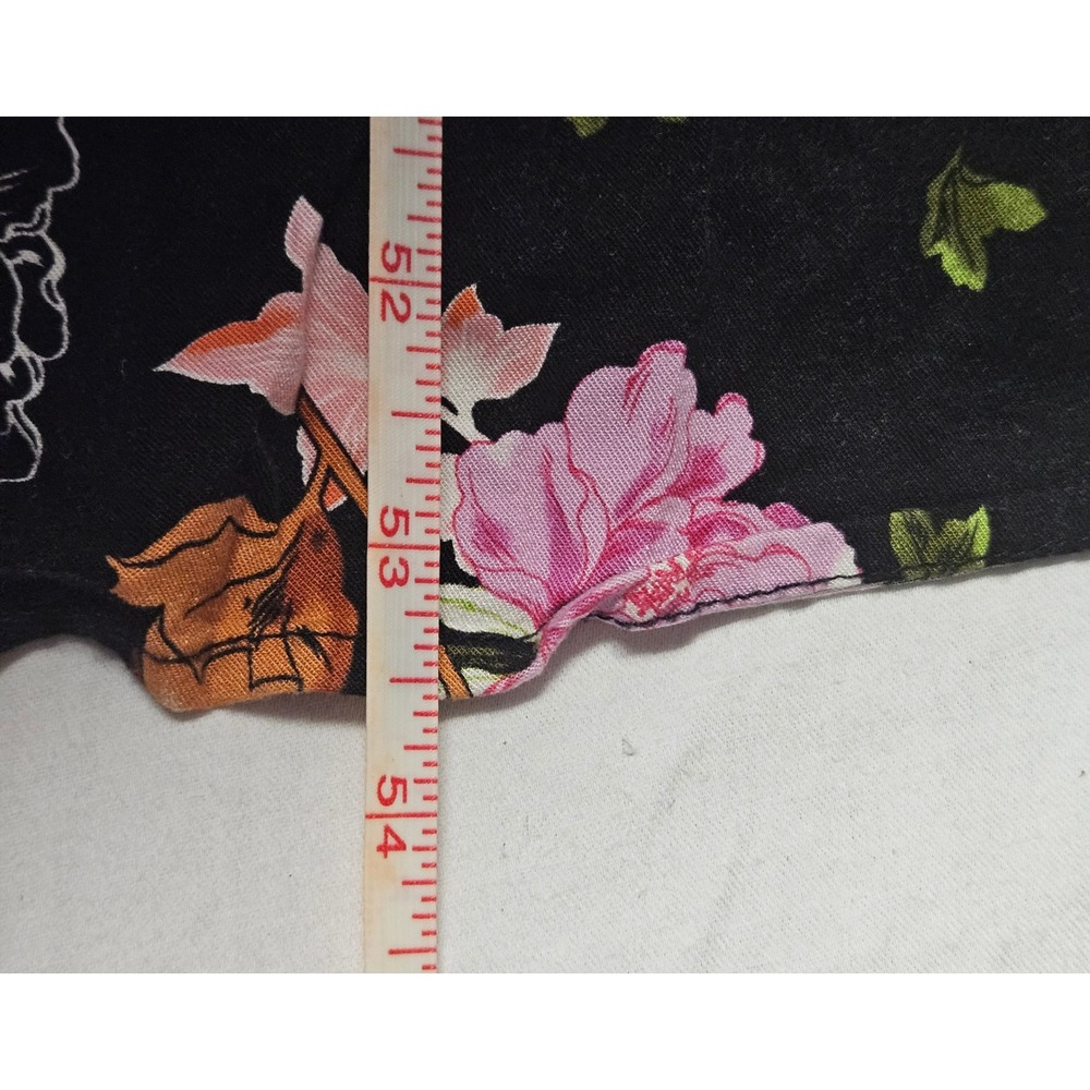 Torrid Floral Maxi Dress Womens 2 Black Pink V-Neck Short Sleeve Empire Waist - Picture 11 of 14